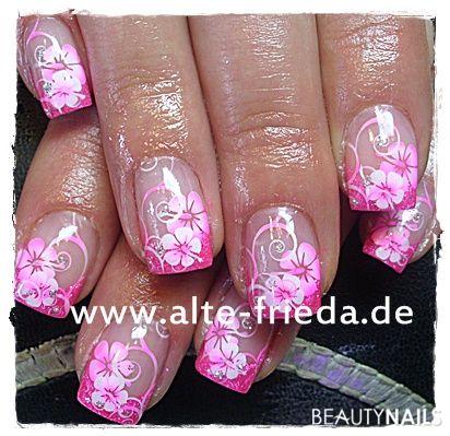 Pink Gelnägel - Gel und Airbrush Nailart