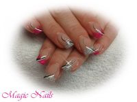 pink-silver glitter Gelnägel