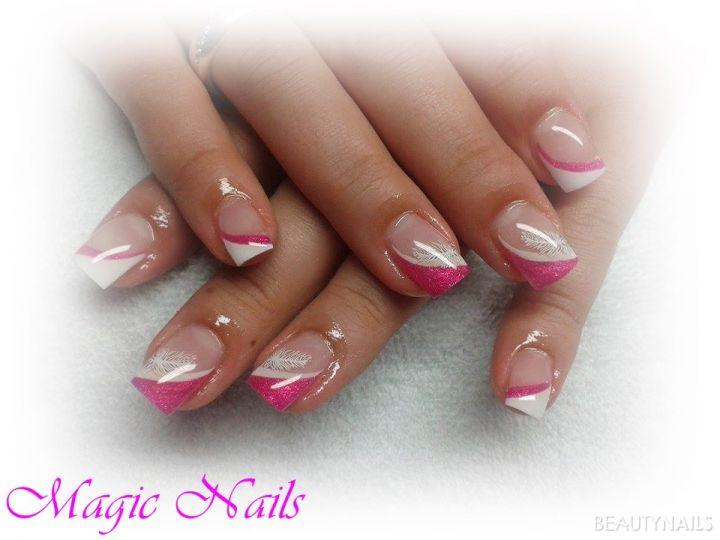 pink-weiss Gelnägel - Farbgel Flirt und Frenchgel Super White von Aglia Nailart