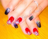 Red & Black & Crystal Silver Nails Gelnägel