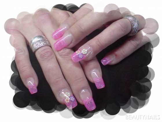 Rosa glitter Gelnägel - French rosa glitter Material...American Nails Nailart