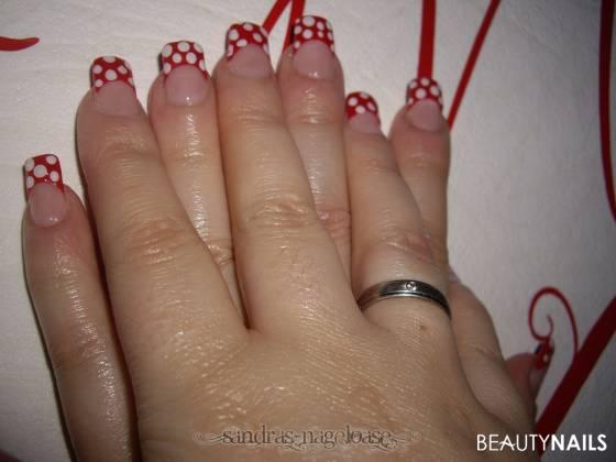 Rot mit weißen Punkten Gelnägel - Rot und weiß von der marke isr Nailart