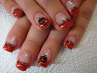 Schimmer Granatapfel mit Halloween-Design Gelnägel