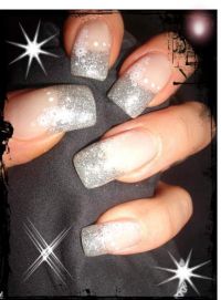 Silver -Glitter und Soft Rosa Stamping.... Gelnägel