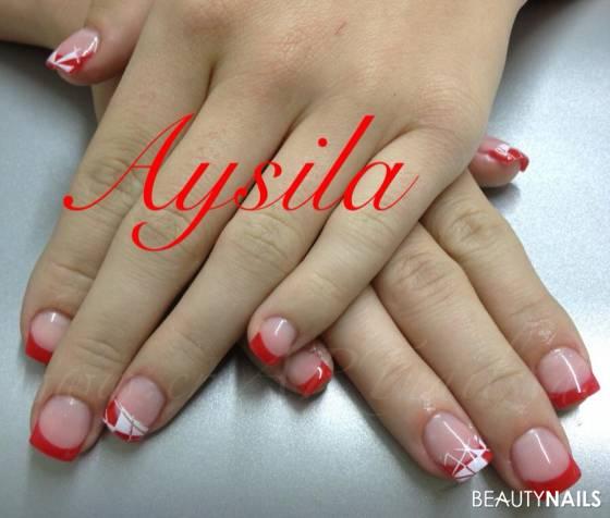 simply red Gelnägel - simply red with stamp Nailart