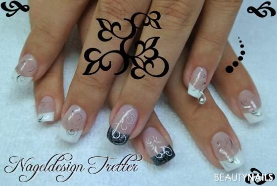 White and Black Gelnägel - HN und MondoMaria3D Gel Jolifin Nailart