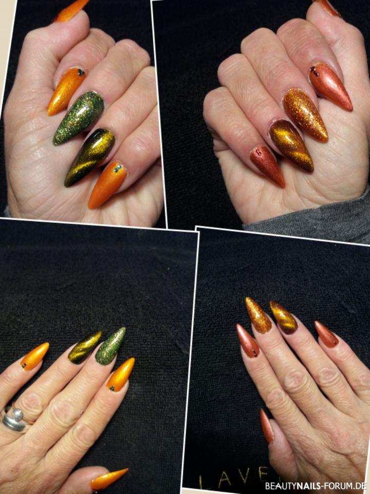 Bunte Herbstfarben Mit Cat Eye Und Glitzer Herbst