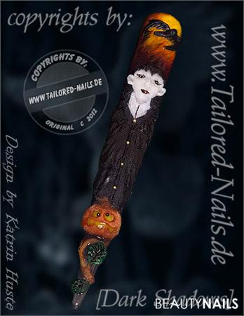 Dark Shadows Mustertips - kleine Halloween 3D Nail Art Nailart