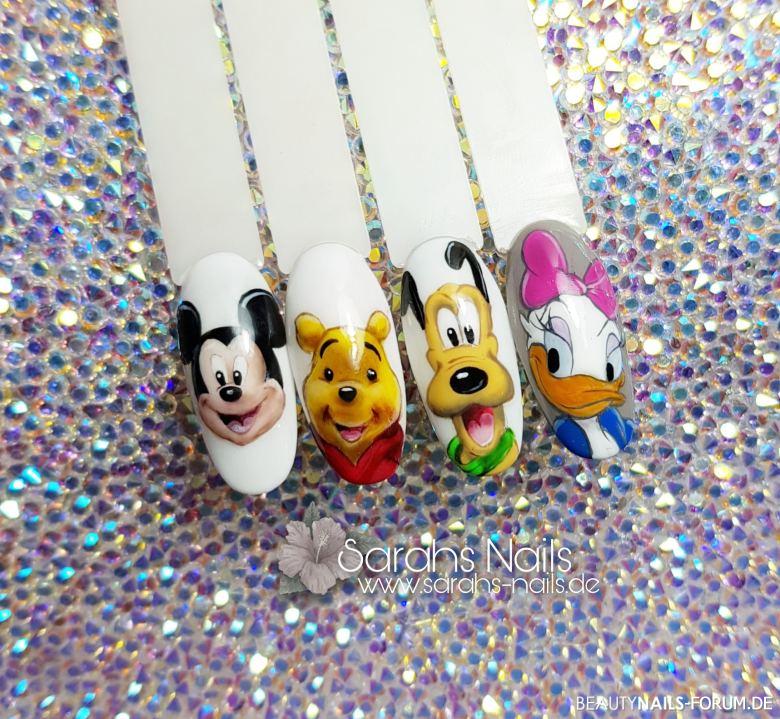 Disney Figuren - Winnie Puh, Goofy, Mickey und Daisy Mustertips bunt -  Nailart