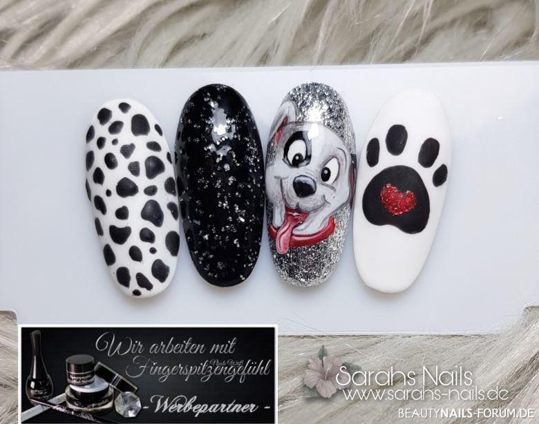 Disneys 101 Dalmatiner Mustertips schwarz weiss - Dalmatiner, Disney, Hund, Pfote Nailart