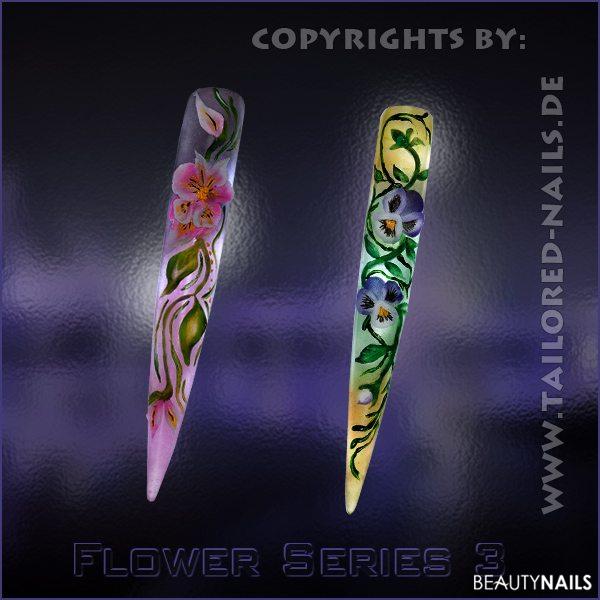 Flowers 3 Mustertips - Glaspowders in Action Nailart