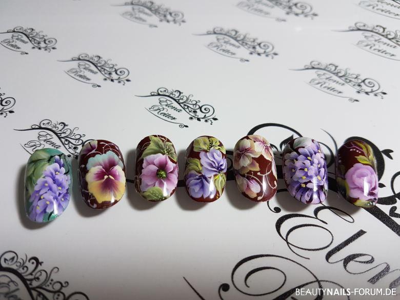 One stroke Blumen - Farben von Apa color Mustertips -  Nailart