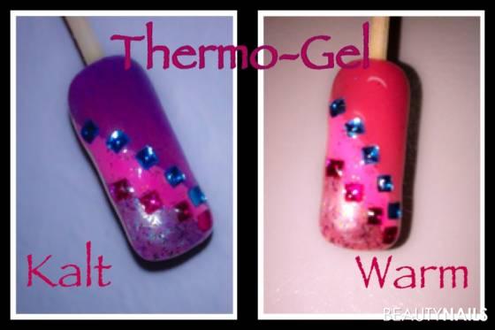 Thermo-Glitter Gel Mustertips - Vorlage-Tip / Pink Purple / Neon Baby Pink & Strass Nailart