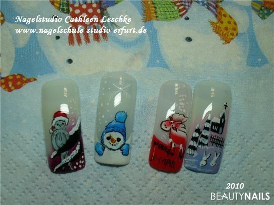 Winter und Weihnachten - 001 Mustertips - Pinselmalerei Nailart