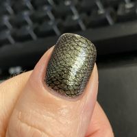 Acryl NNV Schellack Oliv-metallic Stamping Snakeskin Nageldesign