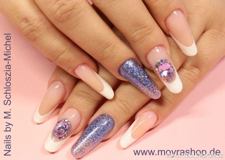 Bling Bling Nägel - French style mit Glitter