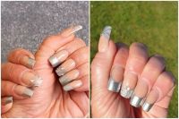 Chrom-Spiegel French mit Strasssteinchen Nageldesign