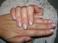 Fimoblumen und Pinselmalerei Nageldesign