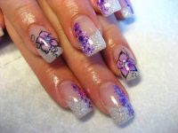 French Silber mit Pinselmalerei Celebrity Nails Marbach Nageldesign
