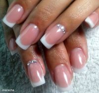 french smile und silber steine Nageldesign