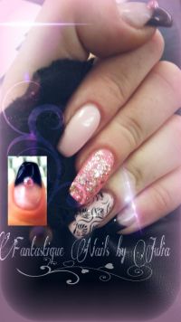 Fullcover rosa / babypink / schwarz Nageldesign