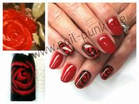 Fullcover rot + schwarz und Rosen Nageldesign