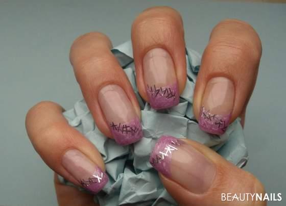Glamour Nails :-) Nageldesign - Rosa Gel mit silbernen Fädchen (sind auf dem Foto schon 2 Wochen Nailart