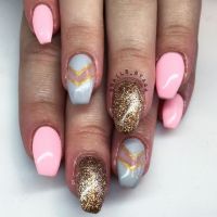 Gold grau pink Nageldesign