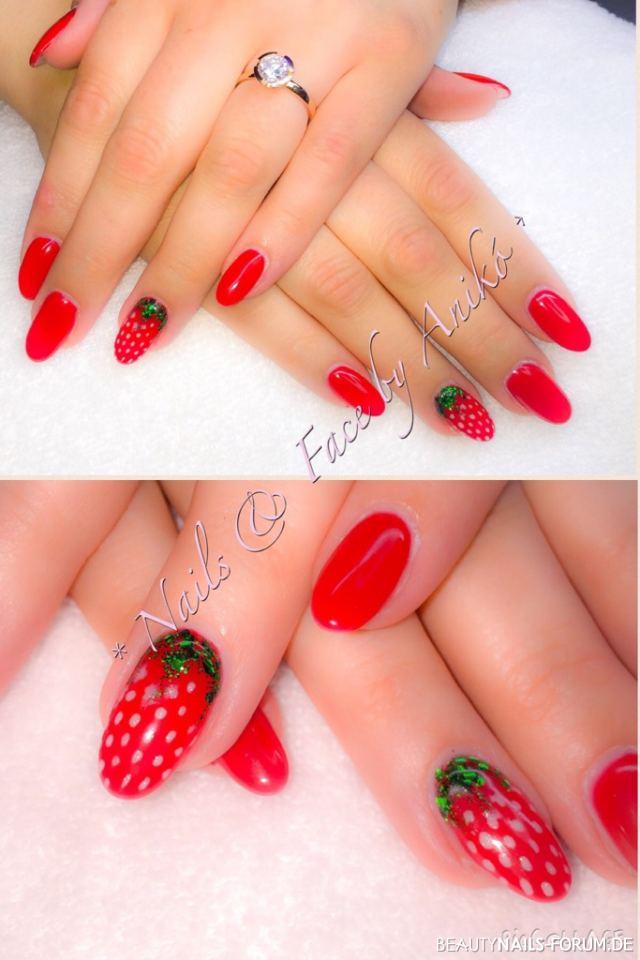 Naturnagelverstärkung / Fruity-Style - Strawberry-Nails