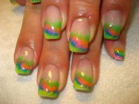 Neon UV Gel French Tornado Celebrity Nails Nageldesign