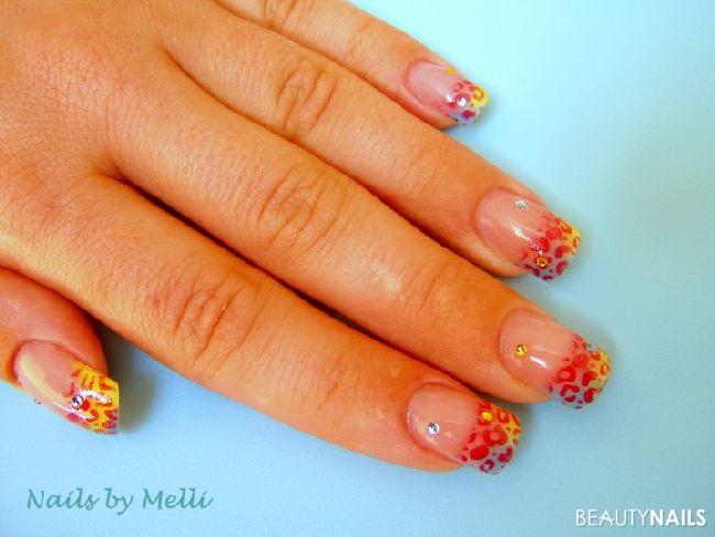 neon yellow and blue meets red leo - 002 Nageldesign - alle gele jolifin... Nailart
