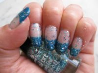 NNV mit Gel, French blau und blauem Glitzer Nageldesign