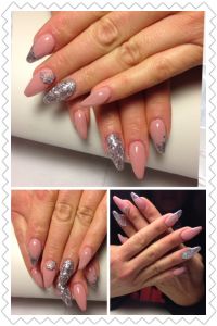 nude mit Glitzer Nageldesign