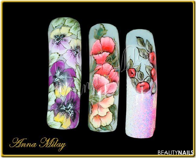 One Stroke Color Gel Nageldesign - First Gel "Nailhousemilay" Nailart