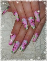 Pastell Fullcover mit One Stroke Nageldesign