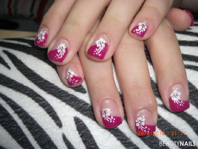 pink mit hibiskus-blüte Nageldesign - ... Nailart