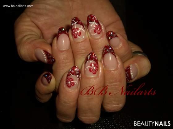 red flower Nageldesign - abc nail expert Nailart