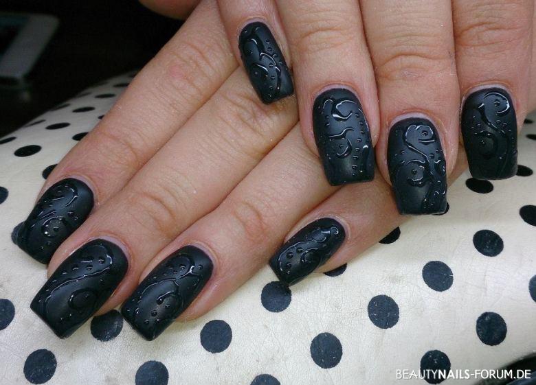 schwarz matt Nageldesign