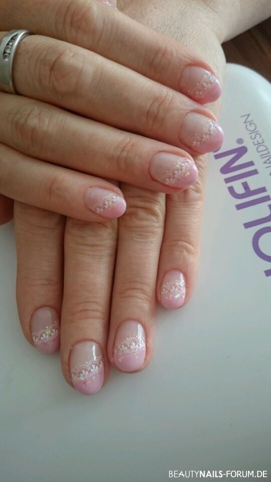 Stamping mit Glitter in rosa-weiß