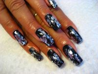 UV Gel Schwarz mit Transfer Folie Silber Celebrity Nails Nageldesign