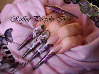 Stiletto acrylic nails,with one stroke painting Stilettos