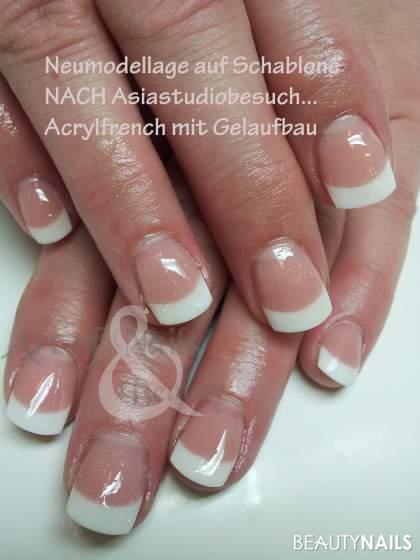 NACH dem Asiastudio Vorher / Nachher - das French mit competition white von nail Artists, Acryl. Der Nailart