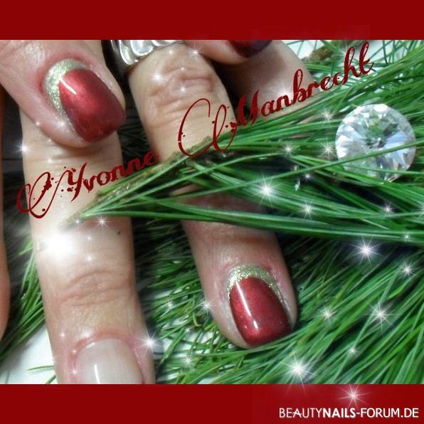 Bordeaux Rot mit Prosecco Winter & Weihnachten - Alles MPK - Nails Nailart