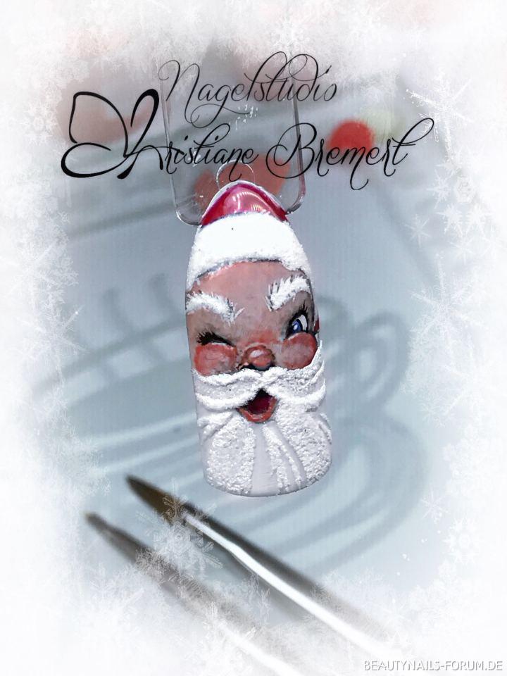 Santa Claus Gelpainting Winter & Weihnachten bunt - Gemalt mit den Crystal Nails Royalgelen Nailart
