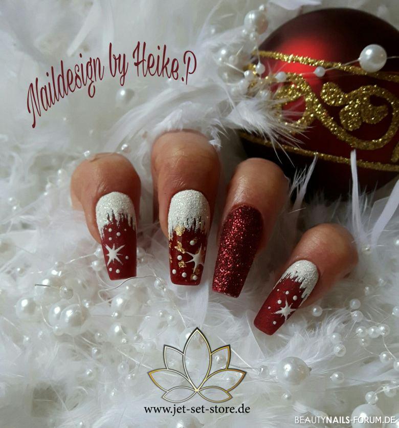 Weihnachts Nägel Winter & Weihnachten rot gold weiss - Weihnachts Nägel X-Power Bond X-Power Speed Diamond Glitter Nailart