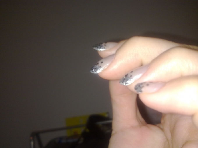  Mein 1. Versuch. silber French mit Sternen in Anfänger Nageldesign