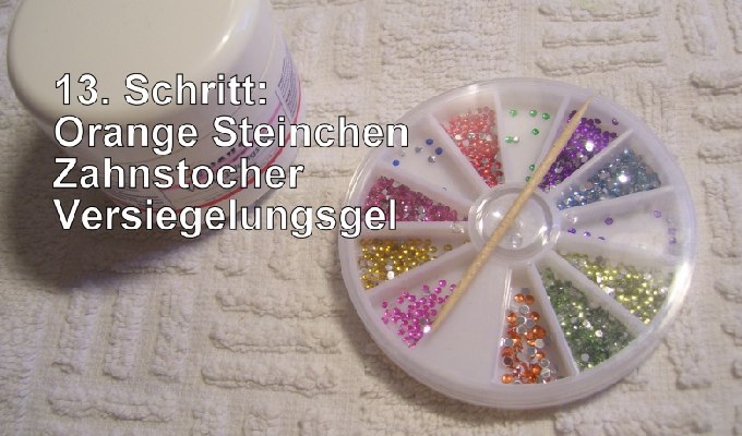 13. Steinchen und Versiegelung Step by Step Tiger Anleitung in Nageldesign