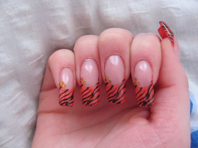 von vorne meine Gelnägel im Tigerstyle :) in Anfänger Nageldesign