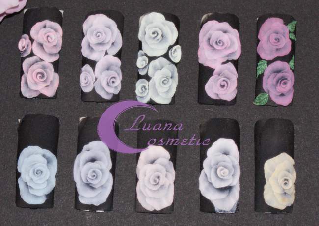Die Rose sieht auch in Pastell sehr edel aus. 3D Rosen Nail Design Anleitung in Nageldesign