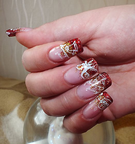 Bild X Dscf Weihnachtsnagel Rot Mit Gold Anfanger Nagelmodellagen